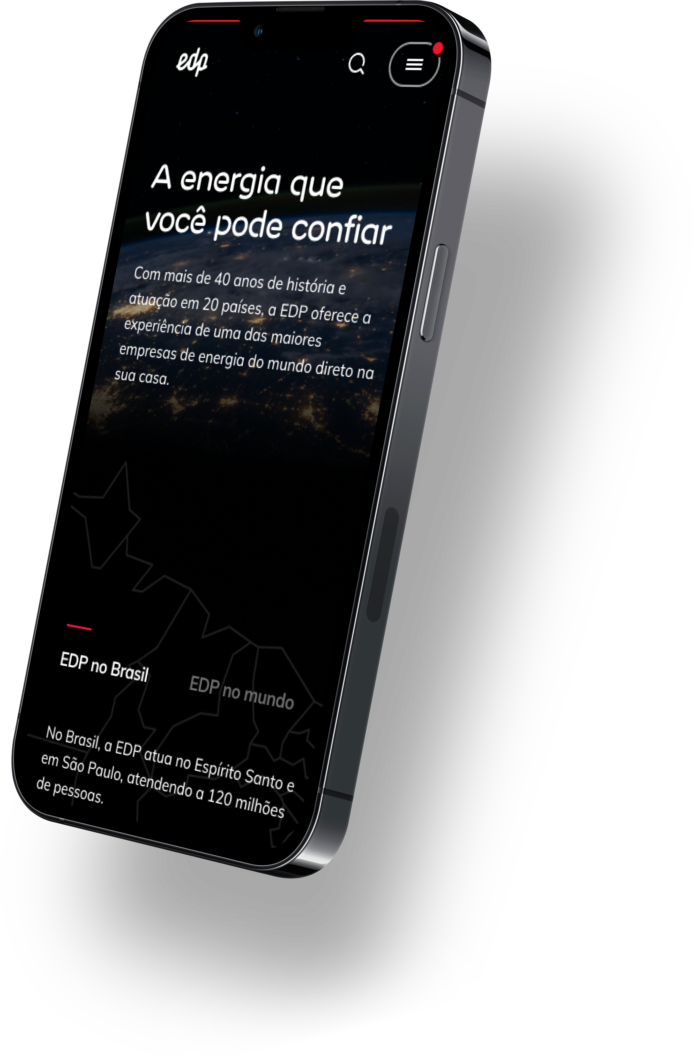 iPhone with EDP app — mobile homepage design