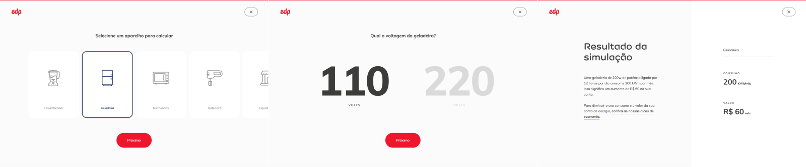 EDP energy bill simulator — desktop web application